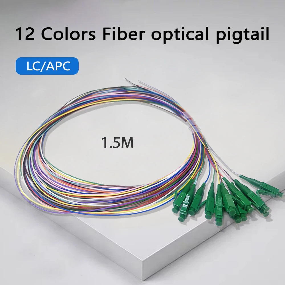 12-Core Bundle Pigtail Fiber Optical Colorful Pigtail LC/APC 0.9mm  1.5M FTTH Single Mode Simplex High Quality  Fiber Pigtail