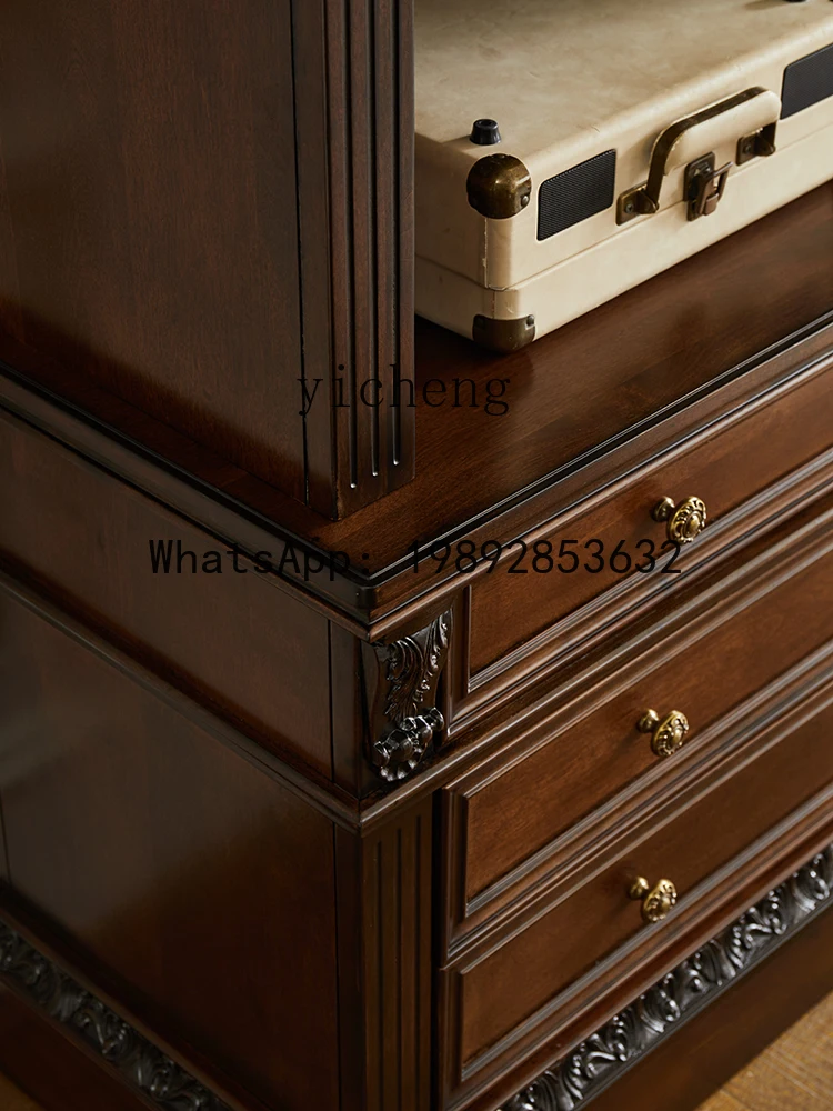 

B-2 bookcase villa pure solid wood wine cabinet decoration retro study furniture combination