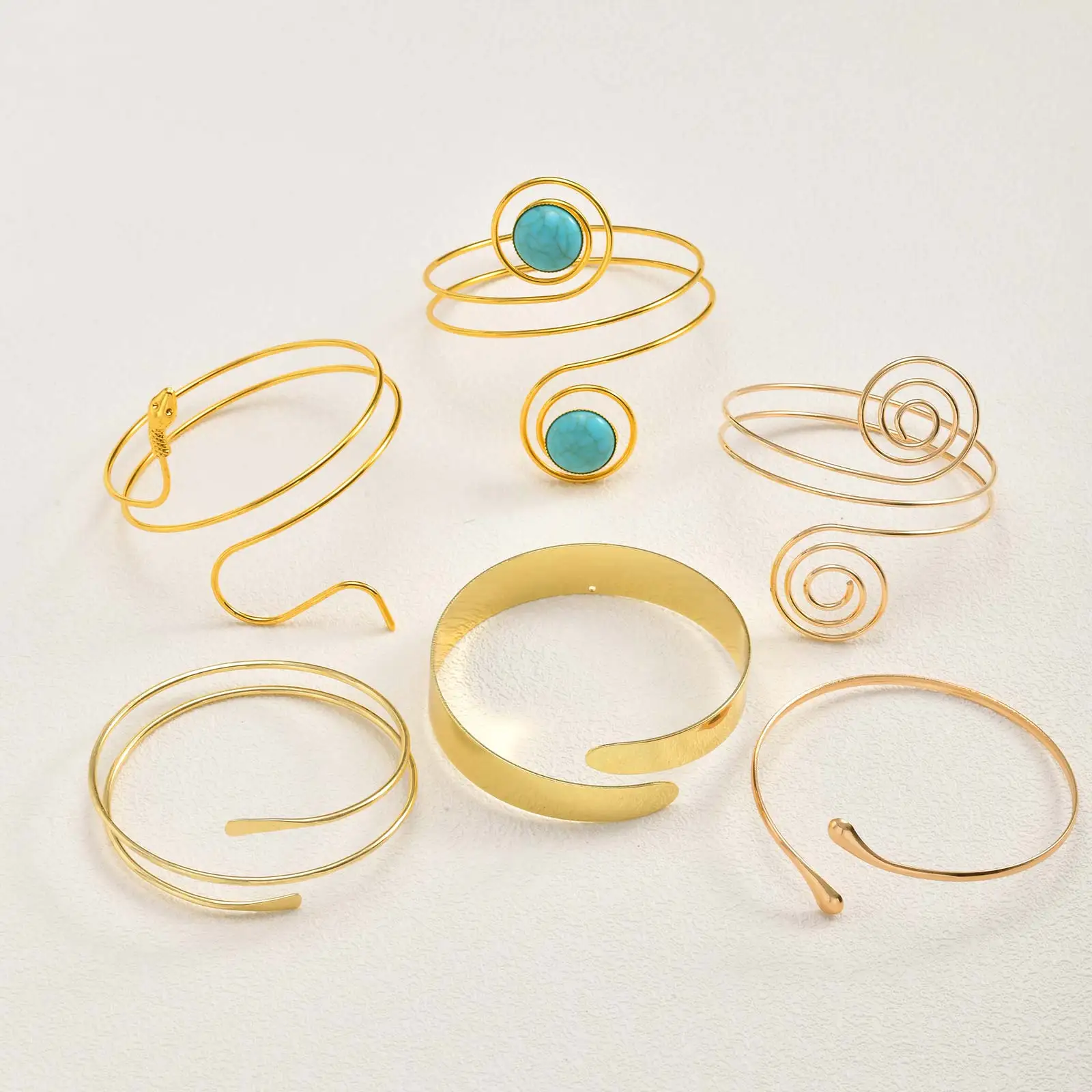 Oberarm-Armband für Damen, modischer, kreativer, spiralförmiger, verstellbarer Armband-Manschettenarmreif, luxuriöser ästhetischer Schmuck – Detail 4