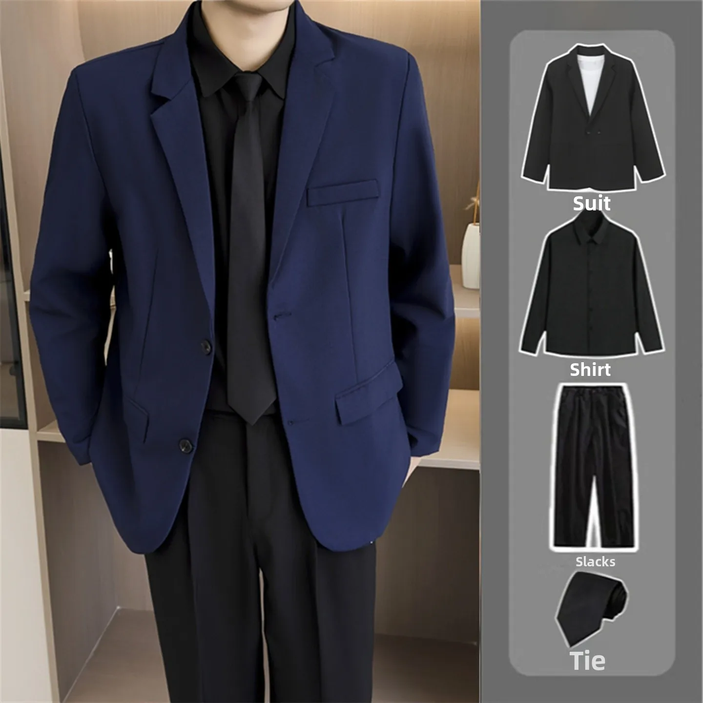 

Stand Fit Busin Casual Slimming k Blue Suit Jaet Commute Workplace Wedding Ceremony Formal Dr Code Outerwear