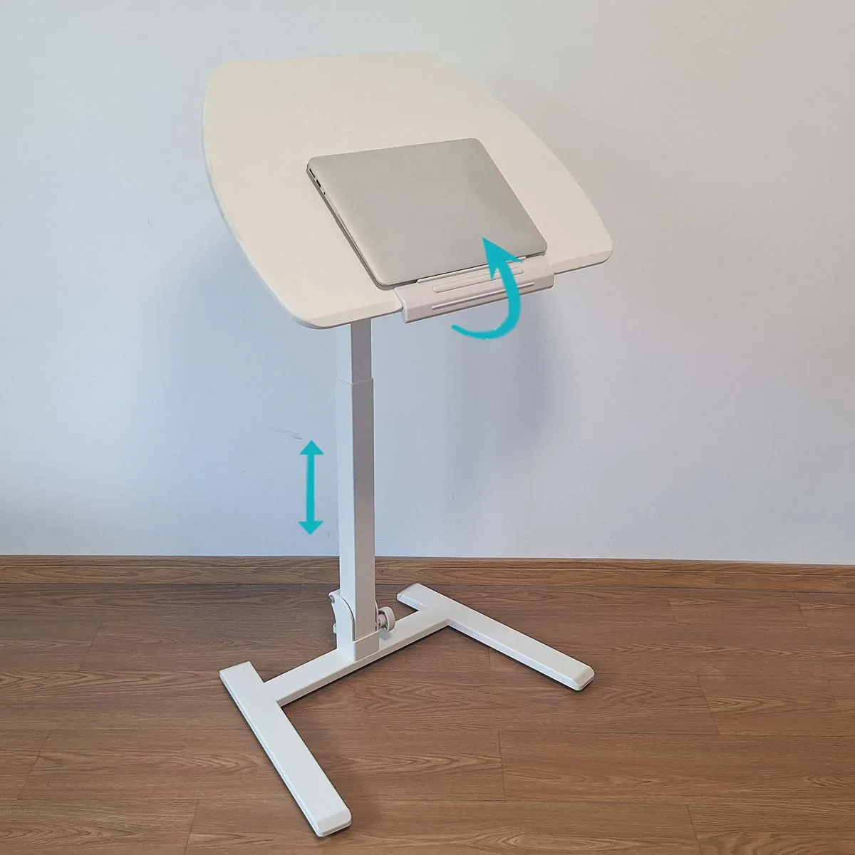 

Portable Mobile Laptop Table Space-Saving Adjustable Height Pneumatic Full Folding Desk with Wheels Computer Desks