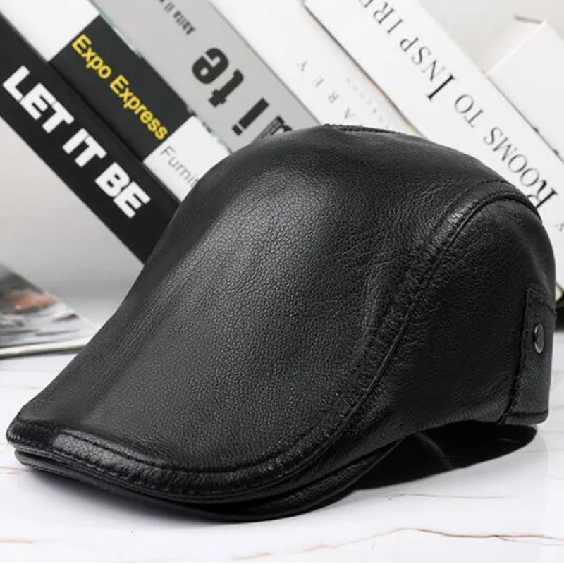 

Natural Leather Caps For Men And Women Sheepskin Leather Berets 2022 Autumn Fashion Brands Party Hats Trucker Hat Unisex Gorras