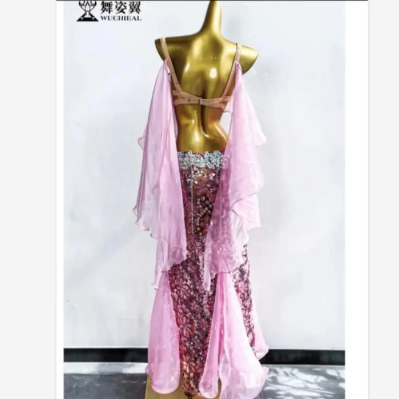 Vrouwen Buikdansen Senior AB Stenen Oosterse Dans Outfit Top Rok Danskleding Buikdans Professionele Competitie Kleding