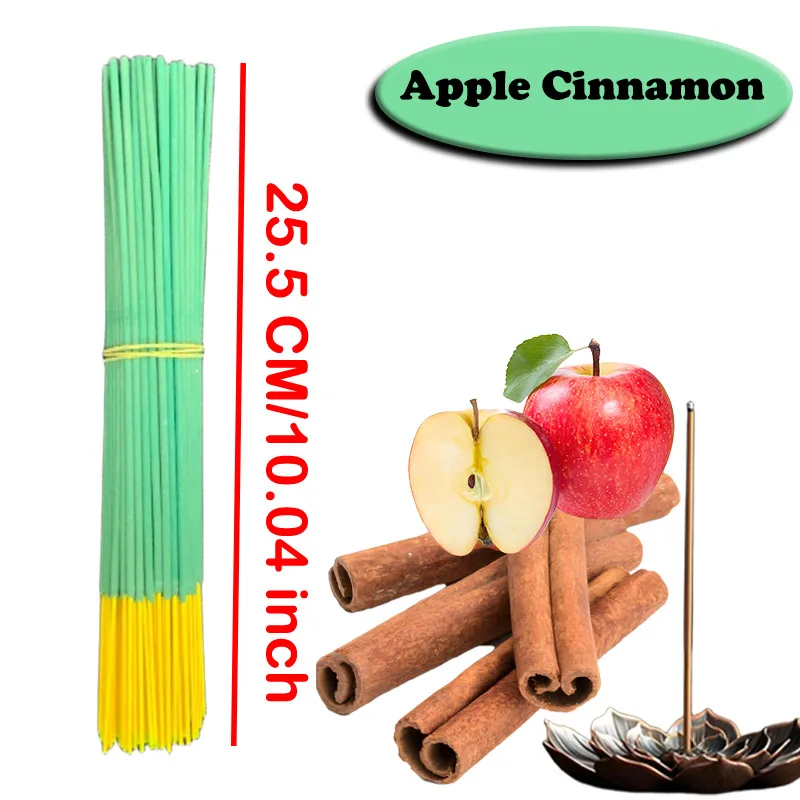 Apple and Cinnamon Flavored Premium Thick Incense Sticks, 25.5cm Long Natural Incense Sticks, Made by Hand from Apple and Cinnamon Fragrance Powder, with a Strong and Long-Lasting Scent, Refreshing and Invigorating, Purifying the Air, Suitable for Home, Office, Hotel, Club, Etc., in a Luxurious Box, an Ideal Holiday Gift