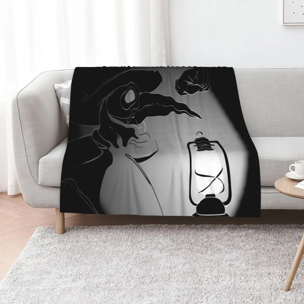 Plague doctor print, Plague doctor art, Plague Doctor Steampunk Horror Scary halloween decor, Throw Blanket