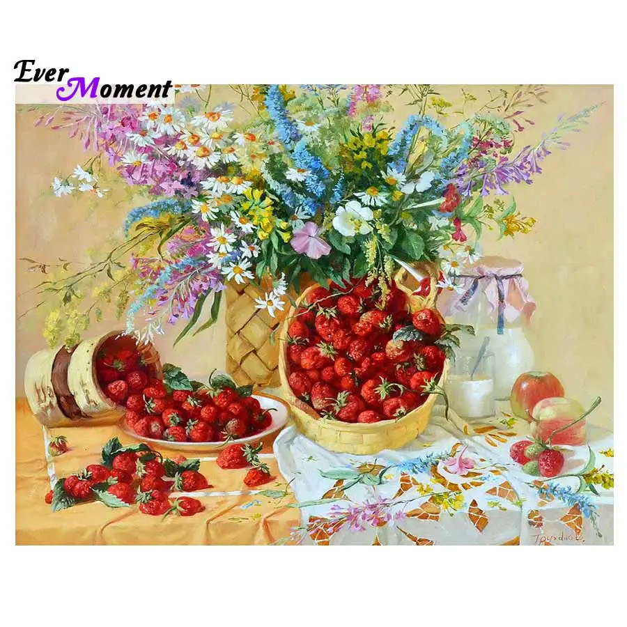 

Milk Fruit Floes Picture Diamond Painting Cross Stitch DIY 5D Full Square Diamond Painting Mosaic Kit Square Home Decor ASF588