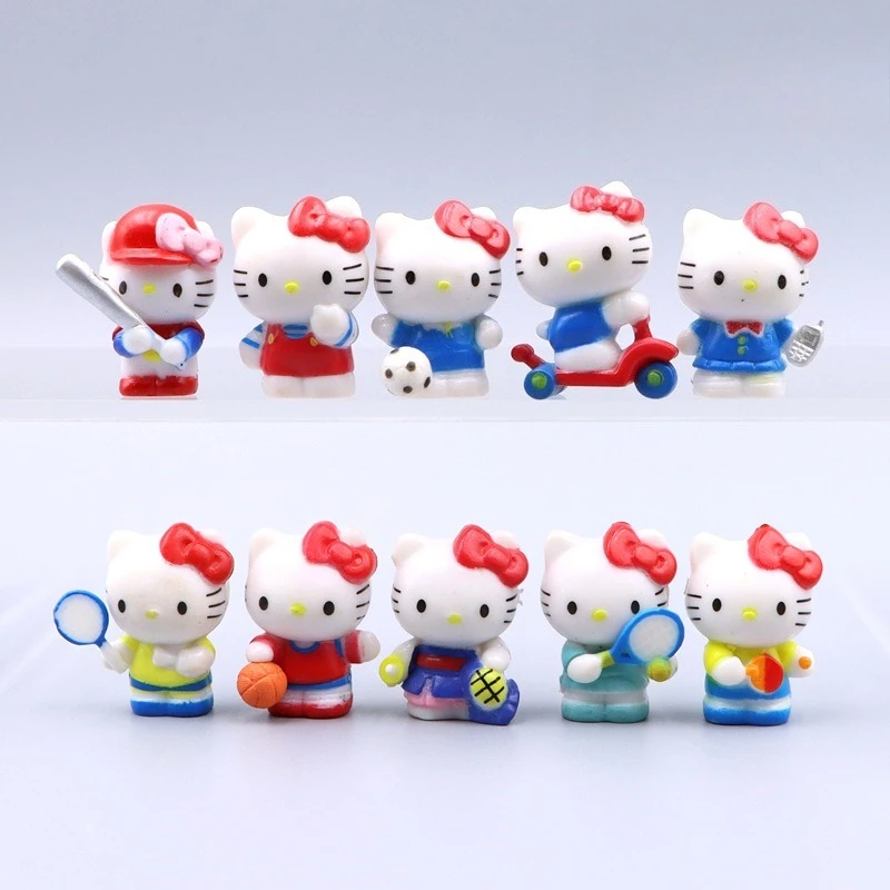 

6-12pcs Hello Kitty Toy Cute Anime KT Women Accessories Desktop Decoration DIY Patch Material Children Doll Girl Gift Wholesale