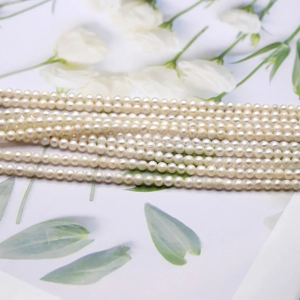 3-4mm A Natural Freshwater Pearls Beading Small Round Pearls Spacer Beads for Jewelry Making DIY Necklace Bracelet Accessories