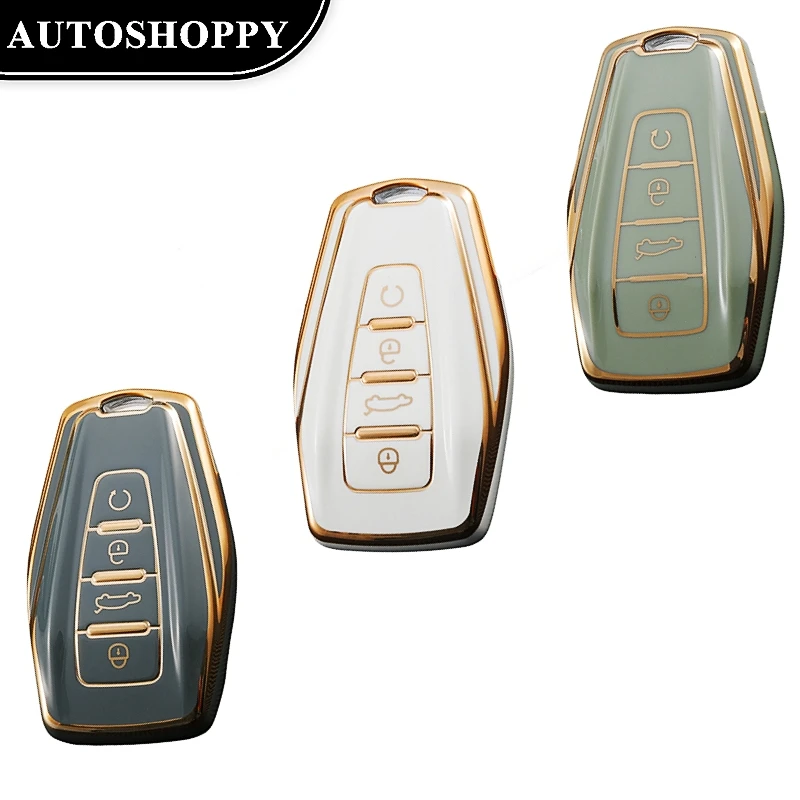 

Golden-edged TPU Car Key Cover Case For Geely Coolray X6 X7 EX7Geometry C Emgrand Global Kulrey Hawk GX7 Okavango NL3 SUV GT GC9