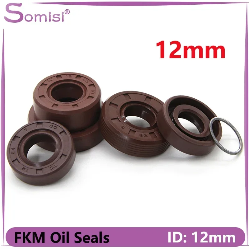 

ID 12mm FKM Oil Seal TC-12x19/20/21/22/24/25/26/28/30/32*5/6/7/8/10mm Fluorine Rubber Cover Double Lip Seals Rings Gasket