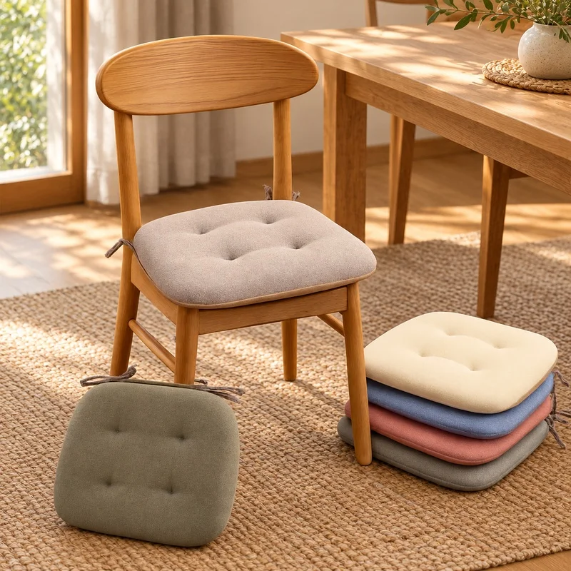 Thick Summer Cushion Made of Cotton Linen for Horseshoe Chairs, Breathable Seat Pad Ideal for Dining or Study