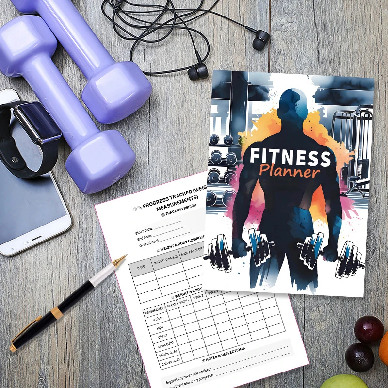 Fitness Planner Notebook การจัดการเวลา วางแผนออกกําลังกาย เหมาะสําหรับผู้ที่ชื่นชอบการออกกําลังกาย การฝึกสุขภาพและประสิทธิภาพ
