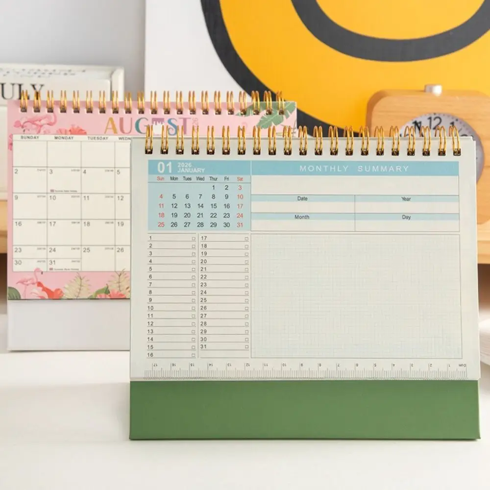 

New Small Size Desk Calendar Thick Paper Mini Design Desk Planner Creative Style Coil Binding Daily Planning Supplies Study Use