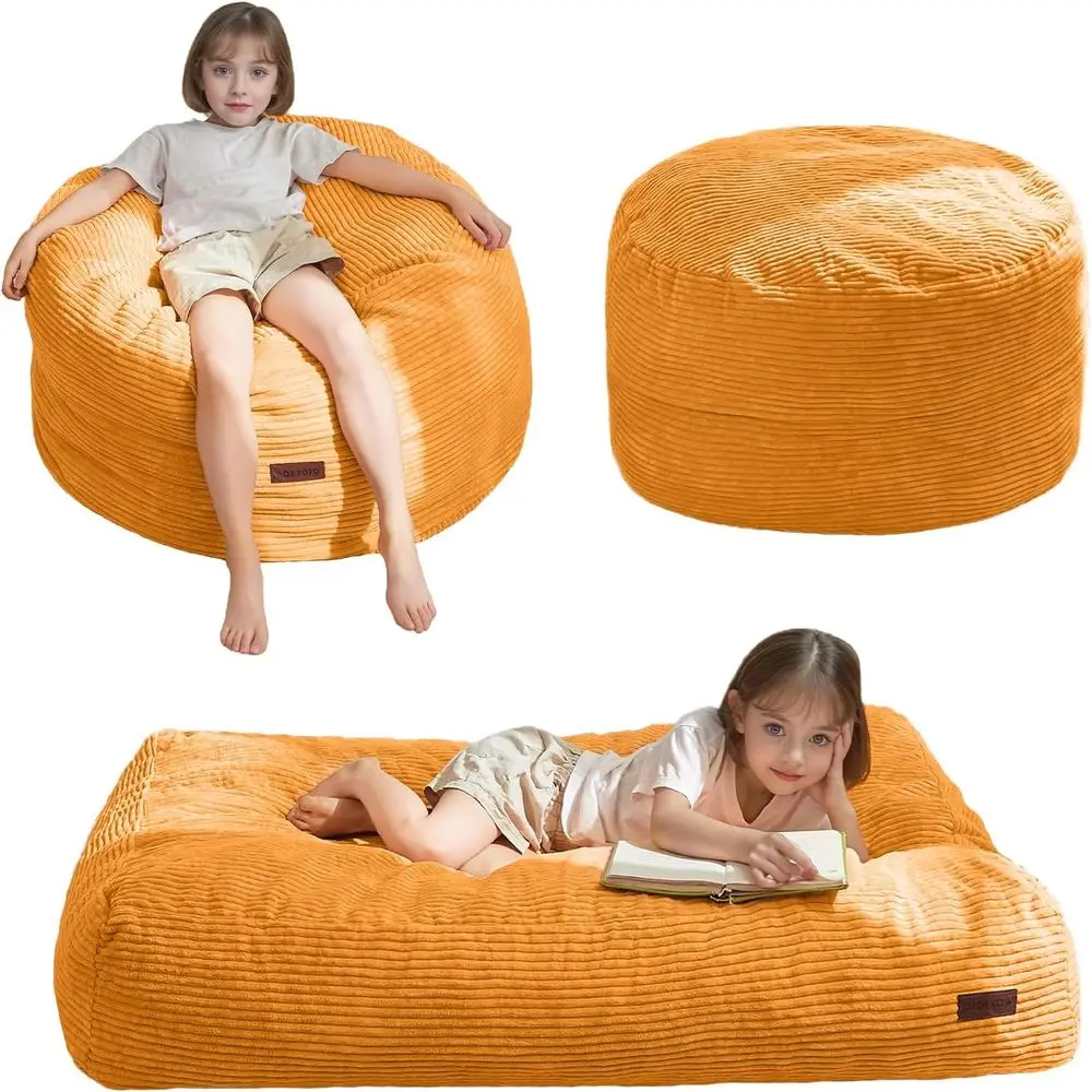 Bean Bag Chair Bed or Kids, Convertible Bean Bag olds rom Lazy Chair to loor MattrBed, hine Washable Corded abric, Stued loor So