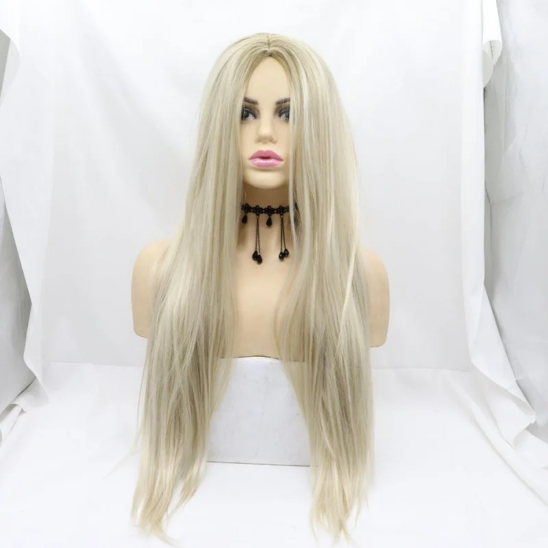Cosplay style wig for women, middle-parted, synthetic fiber wigs