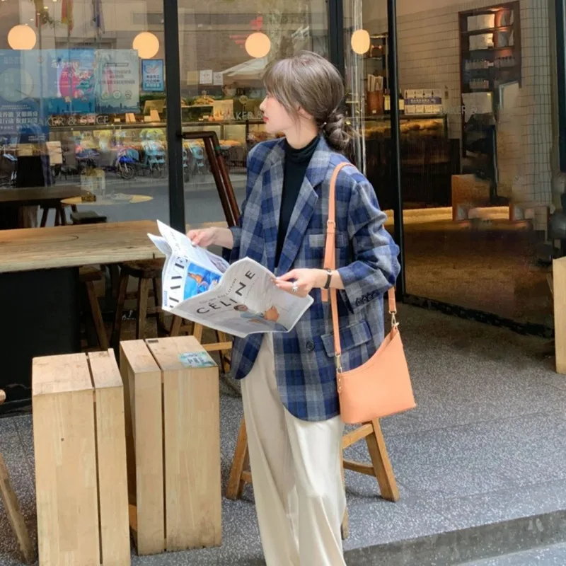 2025年新作 ウールブレザー レディース チェック柄 韓国風 ルーズデザイン 秋冬 中綿入り 厚手コート