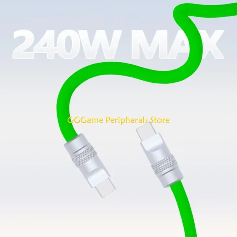 U55B USB C to USB C 2 Meter Silicone Charging Cable with Soft Flexible Cord for Desk Bedside Travel Bags and Office Use