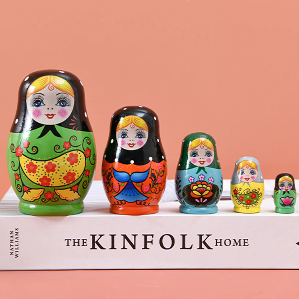 Matryoshka Toys Nesting Dolls Children Cartoon Russian Wooden for Kids Environment Friendly