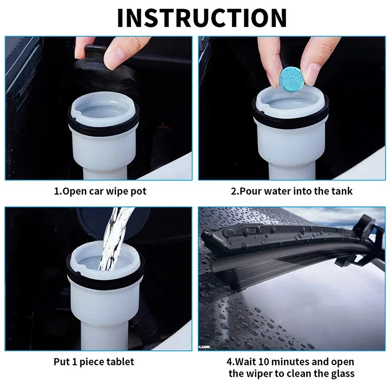 Car Windshield Cleaner Effervescent Tablets Solid Washer Agent Universal Automobile Glass Water Dust Soot Remover view 5