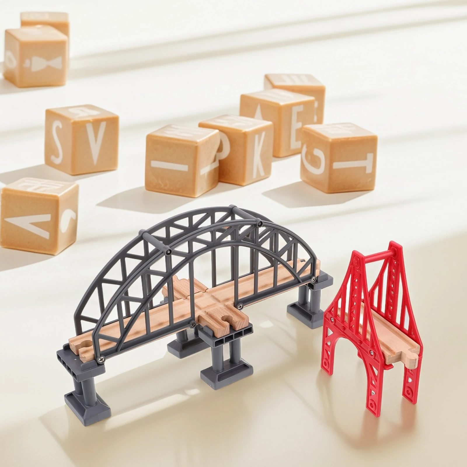 

2pcs Train Track Toys Railway Playthings Plastic Pier Model Accessories Educational Fun Simulation Layout Expansion