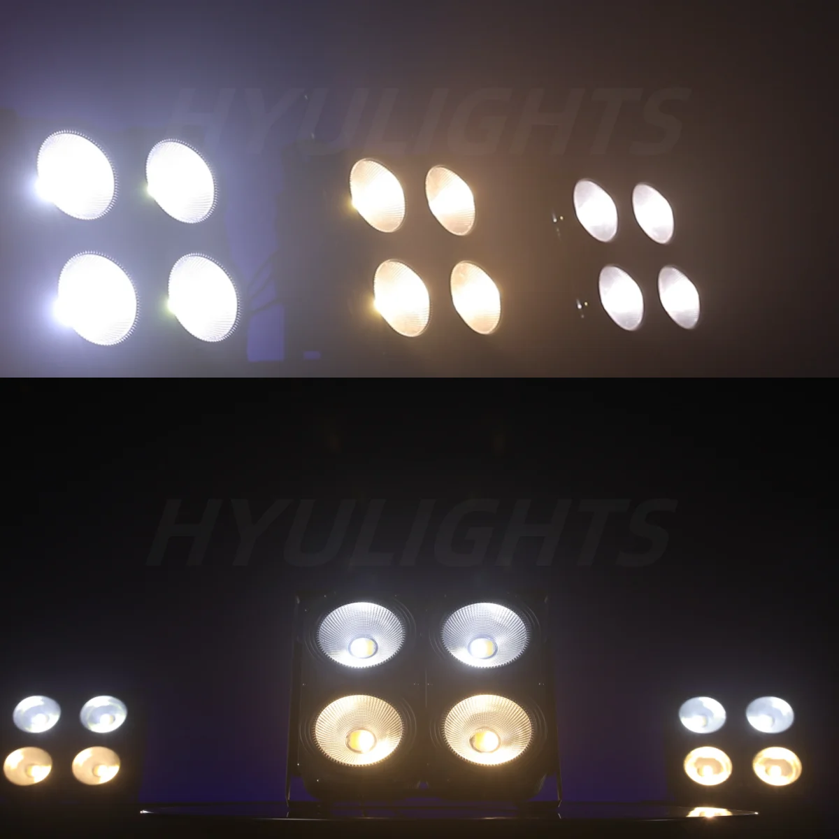 4-Augen-LED-COB-Blinder-Lichter 4x100W 400W COB Par Kaltweiß & Warmweiß Wash Beam Hochleistungs-DJ-DMX-512-Stroboskop-Bühnenbeleuchtung – Detail 10