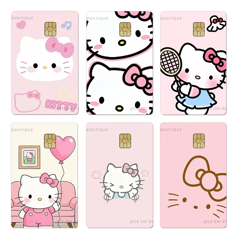 

Cute Anime Sanrio Hello Kitty Creidt Card Debit Card Pvc Sticker Cartoon Waterproof Protective Film Sticker Decor Girl Gift