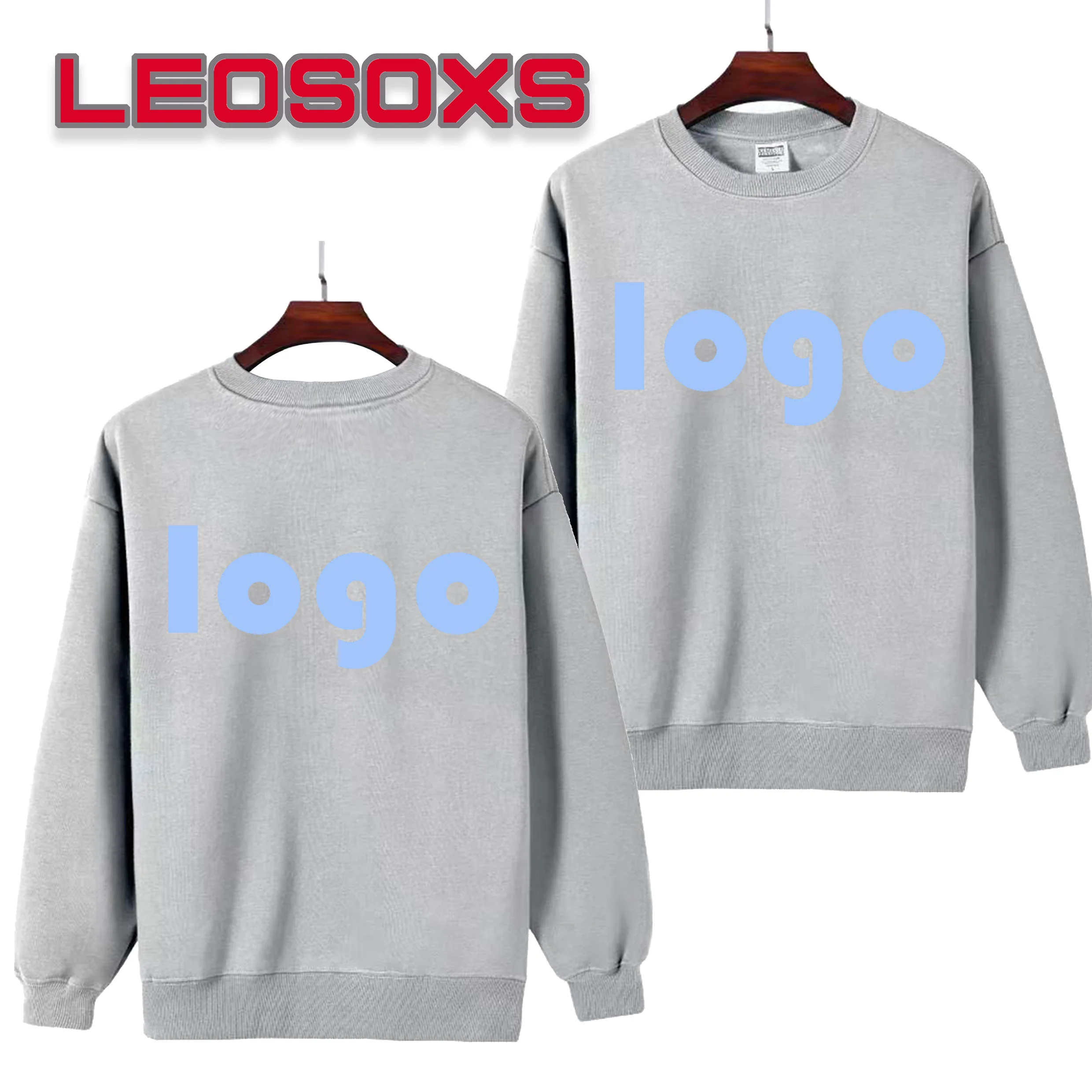 DIY pattern custom logo 480g/m² heavy cotton plus velvet sweater men's thick black round neck long sleeve polar fleece pullover