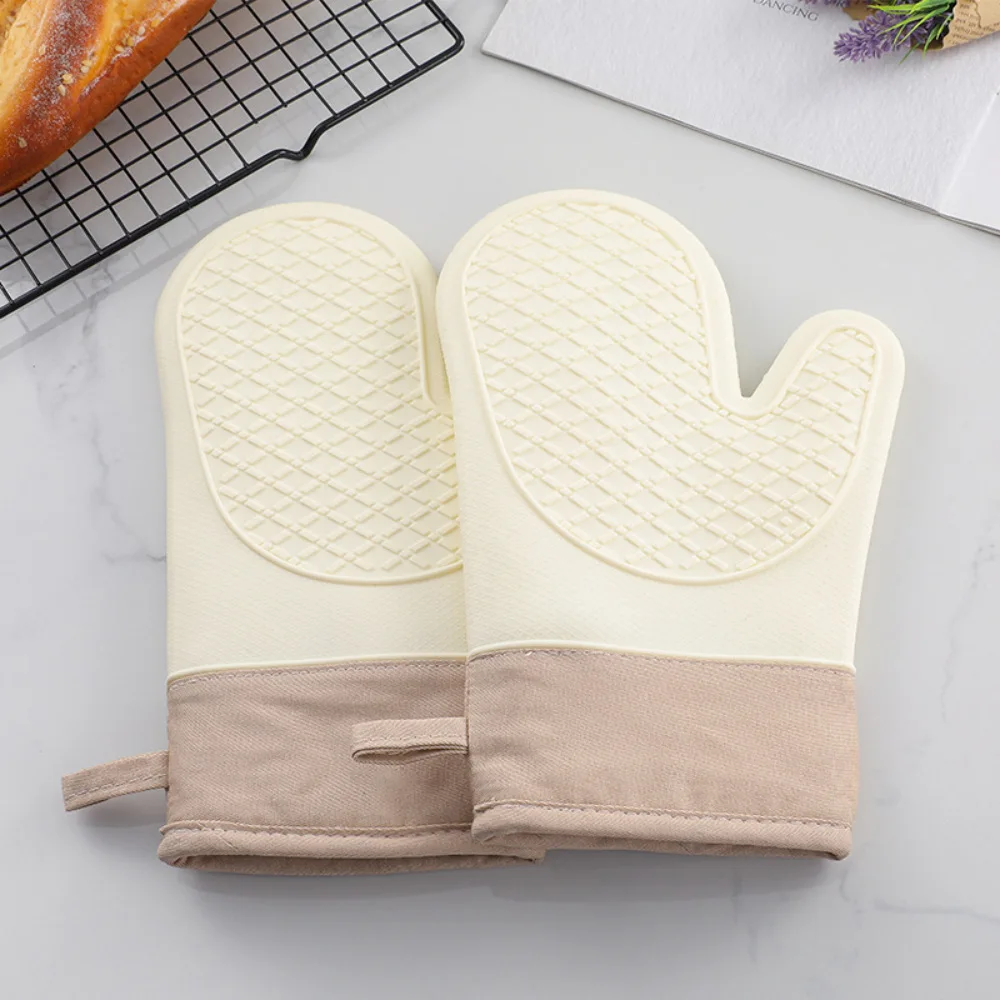 1PCS Oven Gloves Silicone Gloves High Temperature Resistant Anti-burn And Non-slip Kitchen Microwave Baking Dessert Tools