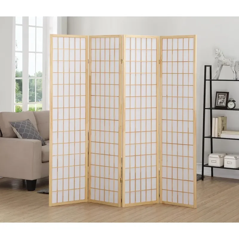 Oriental Shoji 4 Panel Screen Room Divider Natual