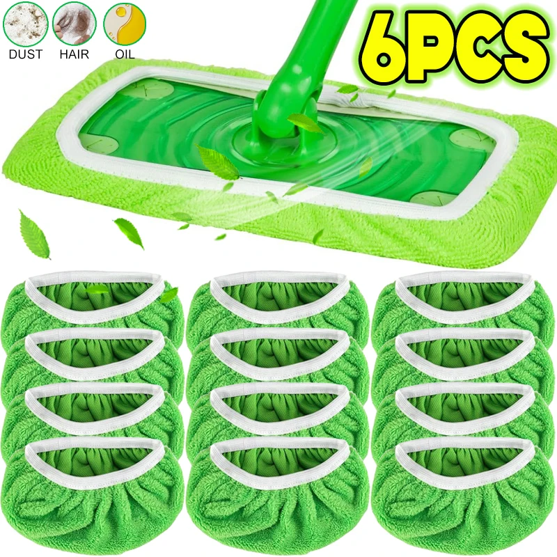 Sweeper Wet & Dry Cleaning Cloths Reusable Microfiber Mop Pads Green Furniture Flooring Mop Head Replacement Washable Rag Towel