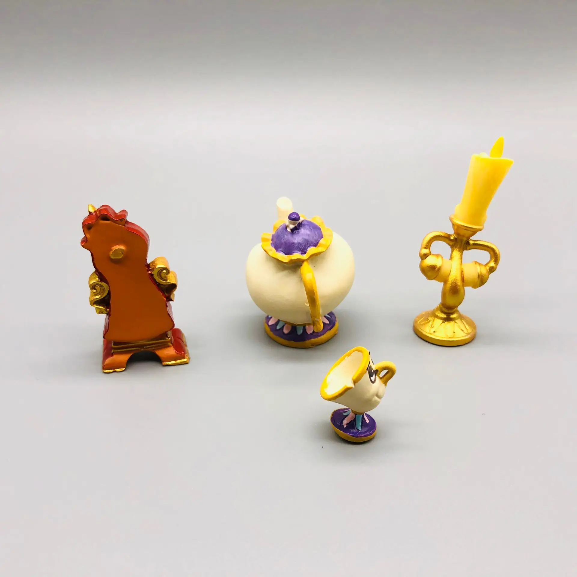 4 sztuk/zestaw Disney piękna i bestia Cogsworth Mr zegar pokój dekoracja stołu figurka urocze zabawki ręcznie robiony model lalki prezenty