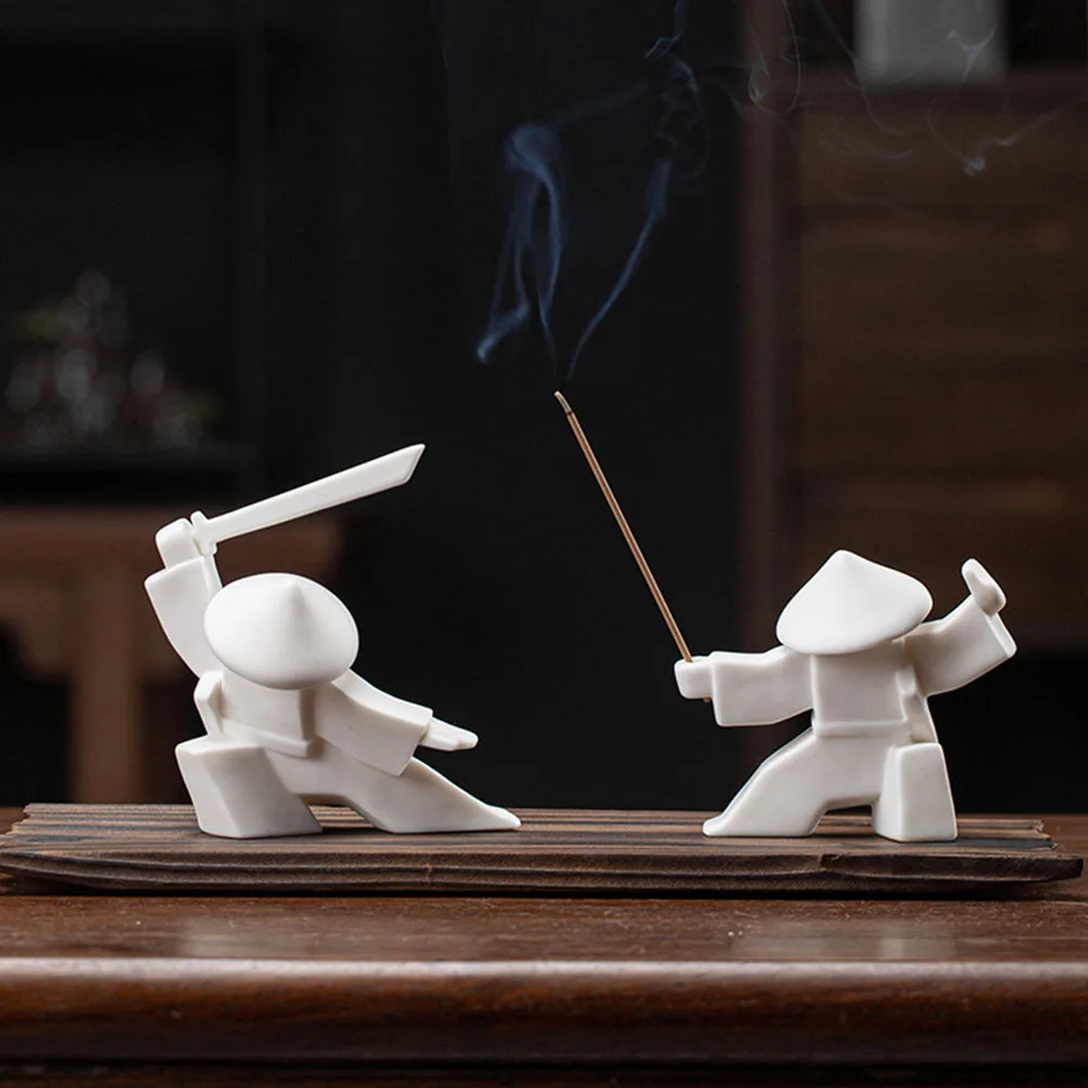 

Handcrafted Incense Holder Samurai Decor Fine Carving Decorative Aroma Burner Statue Decoration Gift Selection Modeling