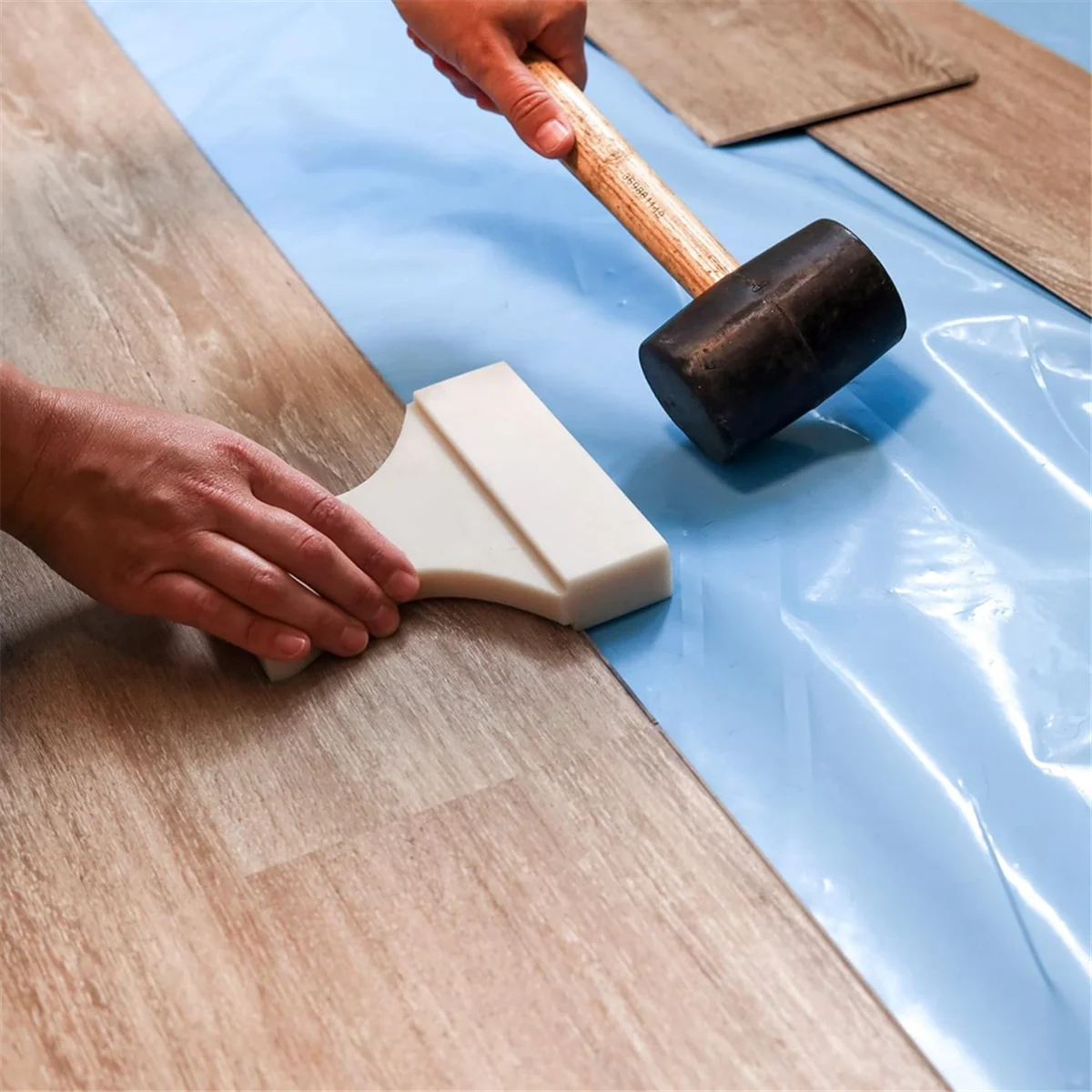 A83Z Nylon Tapping Block for Vinyl and Laminate Flooring - Dual-Sided L and V-Type Design