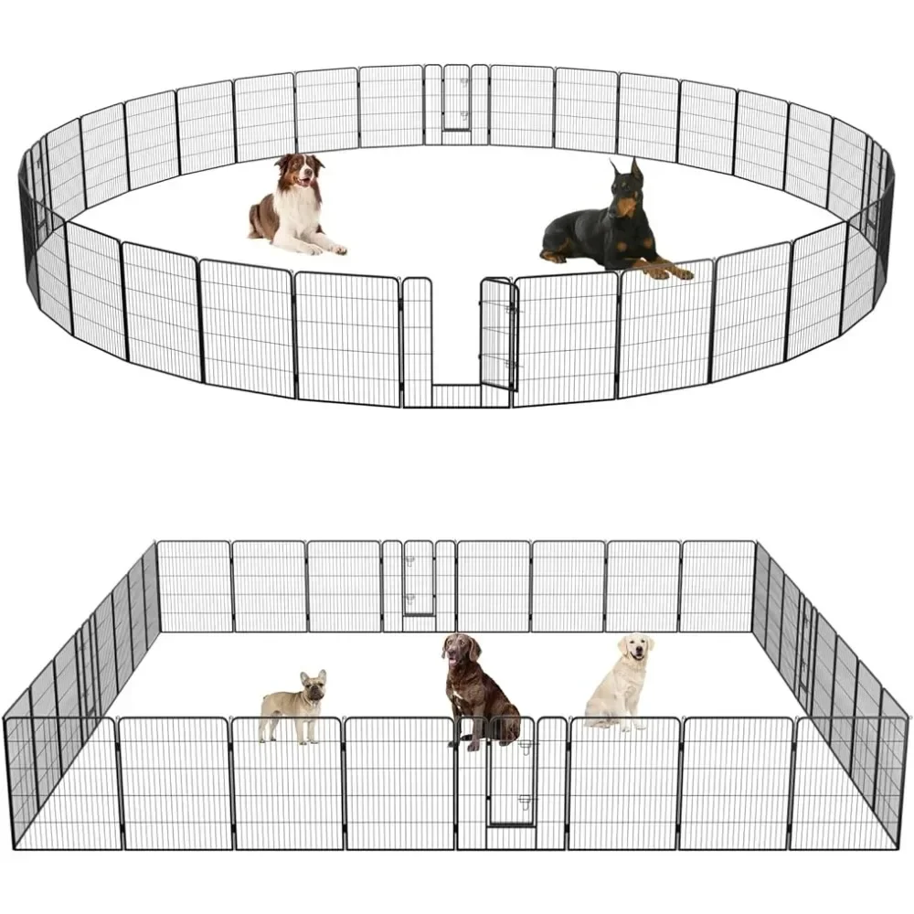 

32 панели, 40-дюймовая складная металлическая портативная ручка для упражнений для щенков в помещении и на открытом воздухе, сверхмощный забор для собак для двора, кемпинга, черный