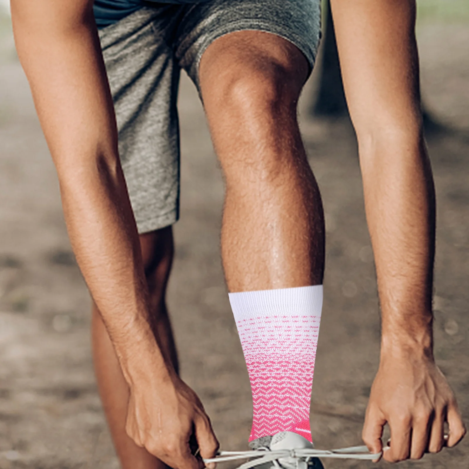 

1Pair Thickened Shock Absorption Sports Socks Breathable Mid Calf Socks for Running Basketball Men Training Workout