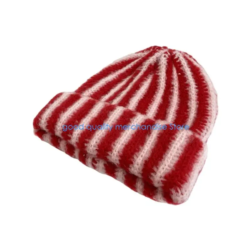 Y5JD Berretto in maglia a righe a contrasto alla Pullover con teschio Cappello in misto resistente Pullover comfort