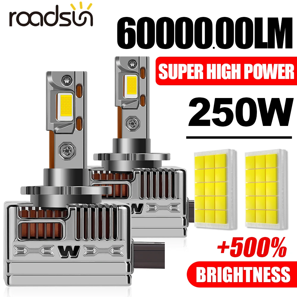 

2pcs Ultra-Bright D1S D2S D3S D4S D5S D8S Led Car Headlights 250W 60000Lm 6000K White Csp Chips With Cooling Fan Longer Lifespan