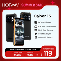 HOTWAV Cyber 13 Rugged Phone 10800mAh Massive Battery 8GB 128GB Smartphone 150LM Flashlight 6.6'' HD+ 64MP Android 14 Cellphone