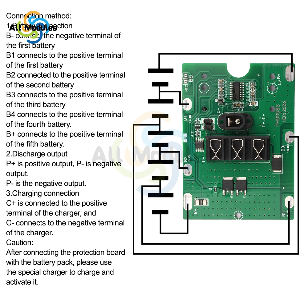 5S 21V 20A Battery Charging Protection Board Lithium Battery Protection Circuit Board BMS Module for Tools Drill Motor