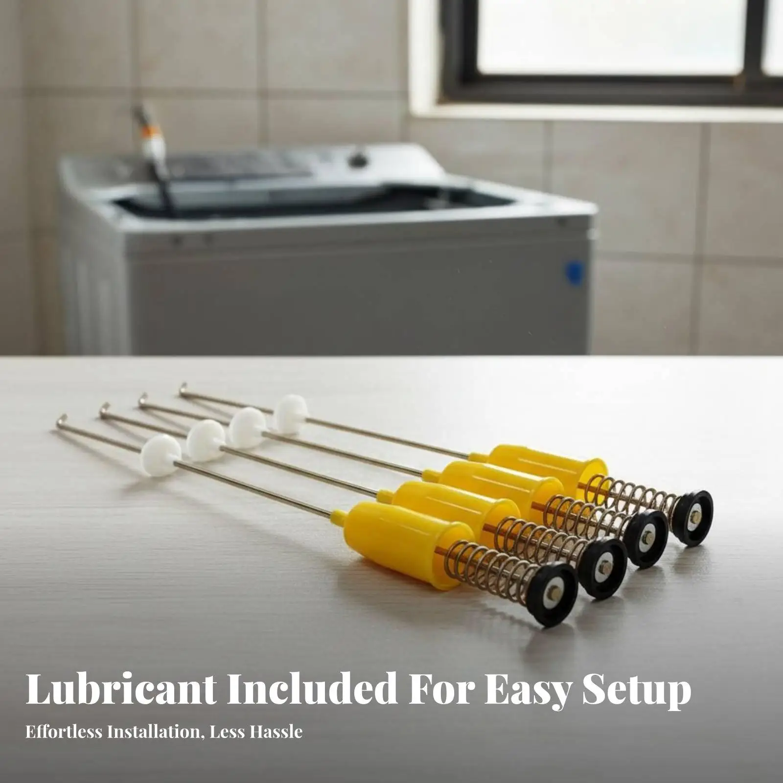 Washing Machine Shock Absorber Rod Set for Top Load Washer Balance Restoration Kit with Four Dampers for Reduced Noise Output
