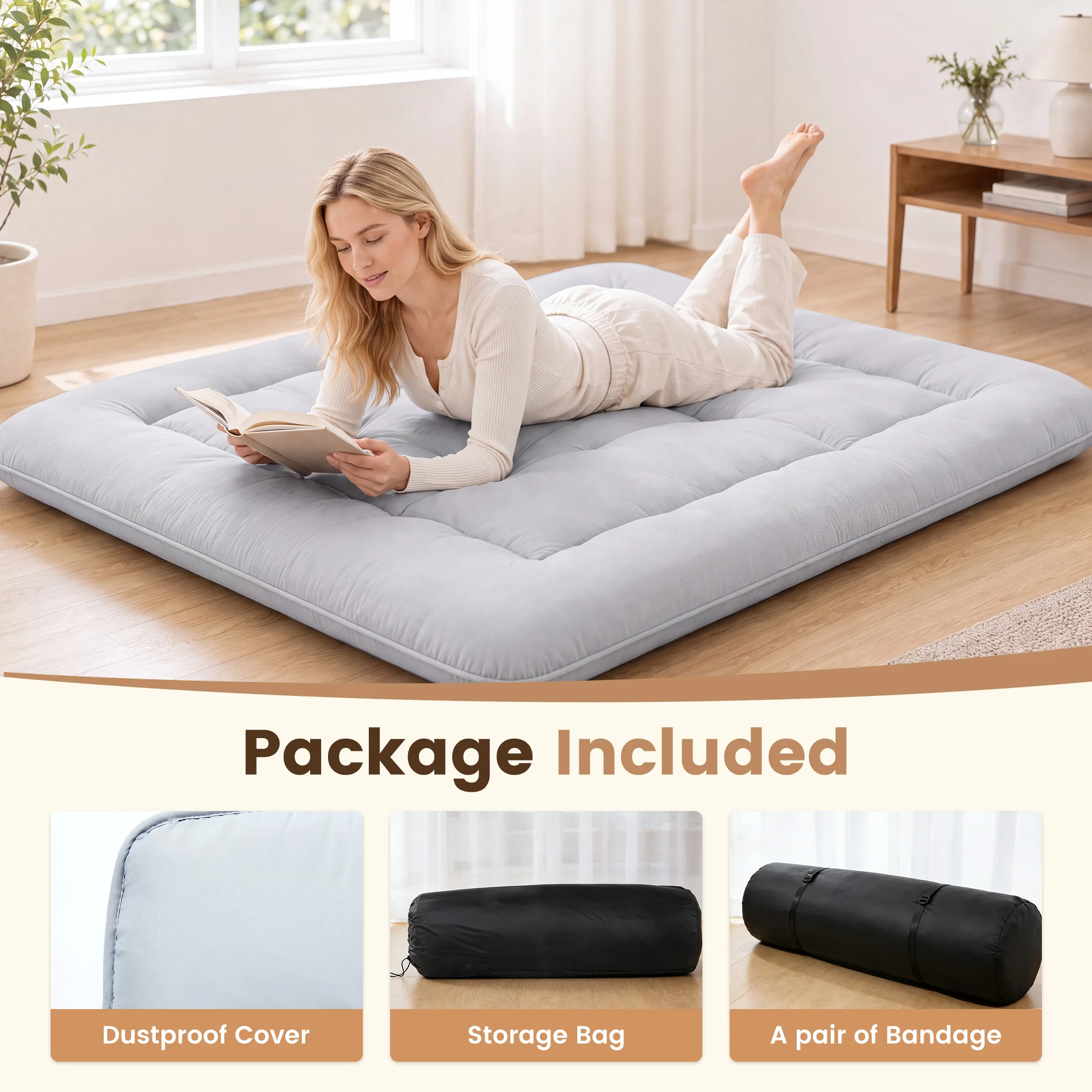 MCQ Foldable Tatami Floor Mattress Futon Mattress with Removable Washable Cover Soft Bed Topper Home Bedroom Furniture Mattress - view 2