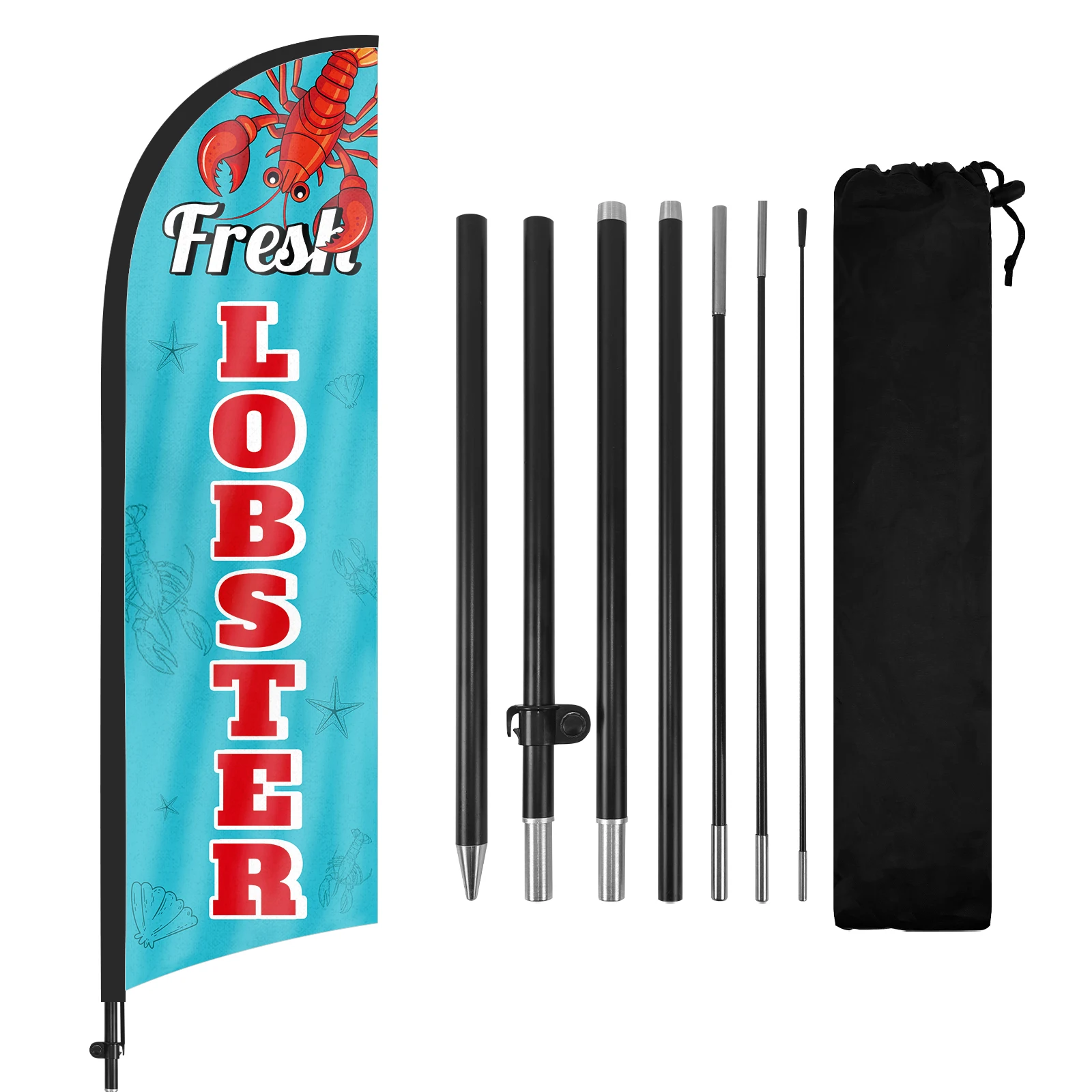 Fresh Lobster Feather Flag, Outdoor Advertising Banners with Pole Kit and Ground Stake, Visibility Boost for Business Events 8FT