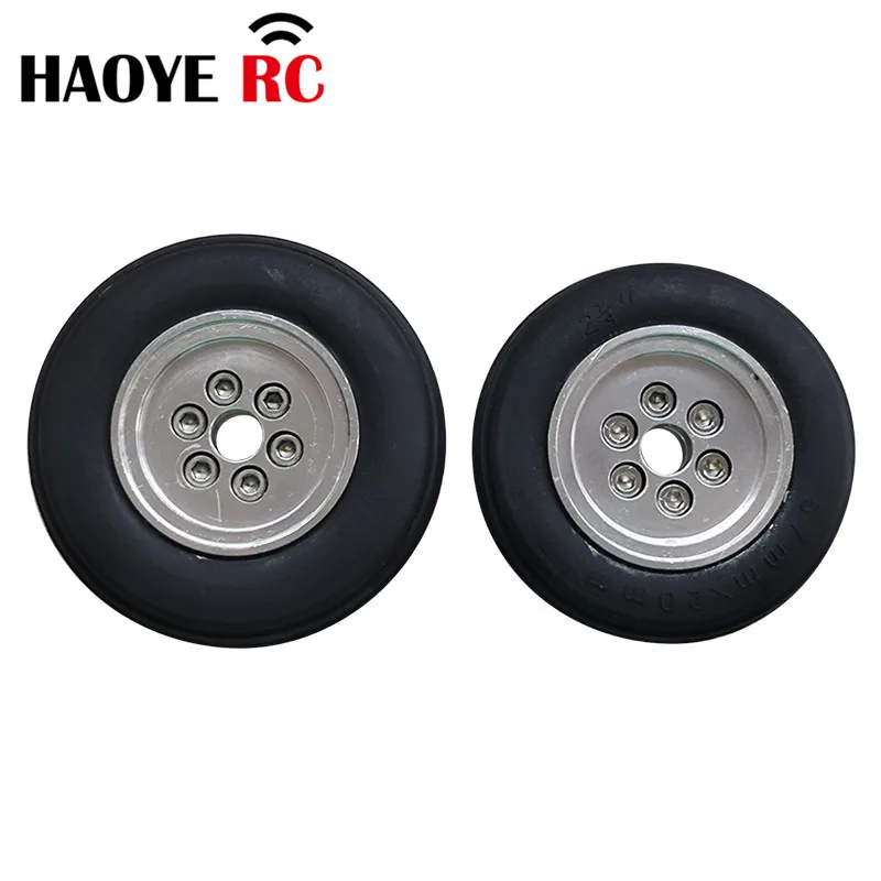 Haoye 2 Pcs/Lot Jet Wheels (Alloy Hub) Dia 2.25inch 2.5inch Rubber Tire For RC Aircraft Model Accessories