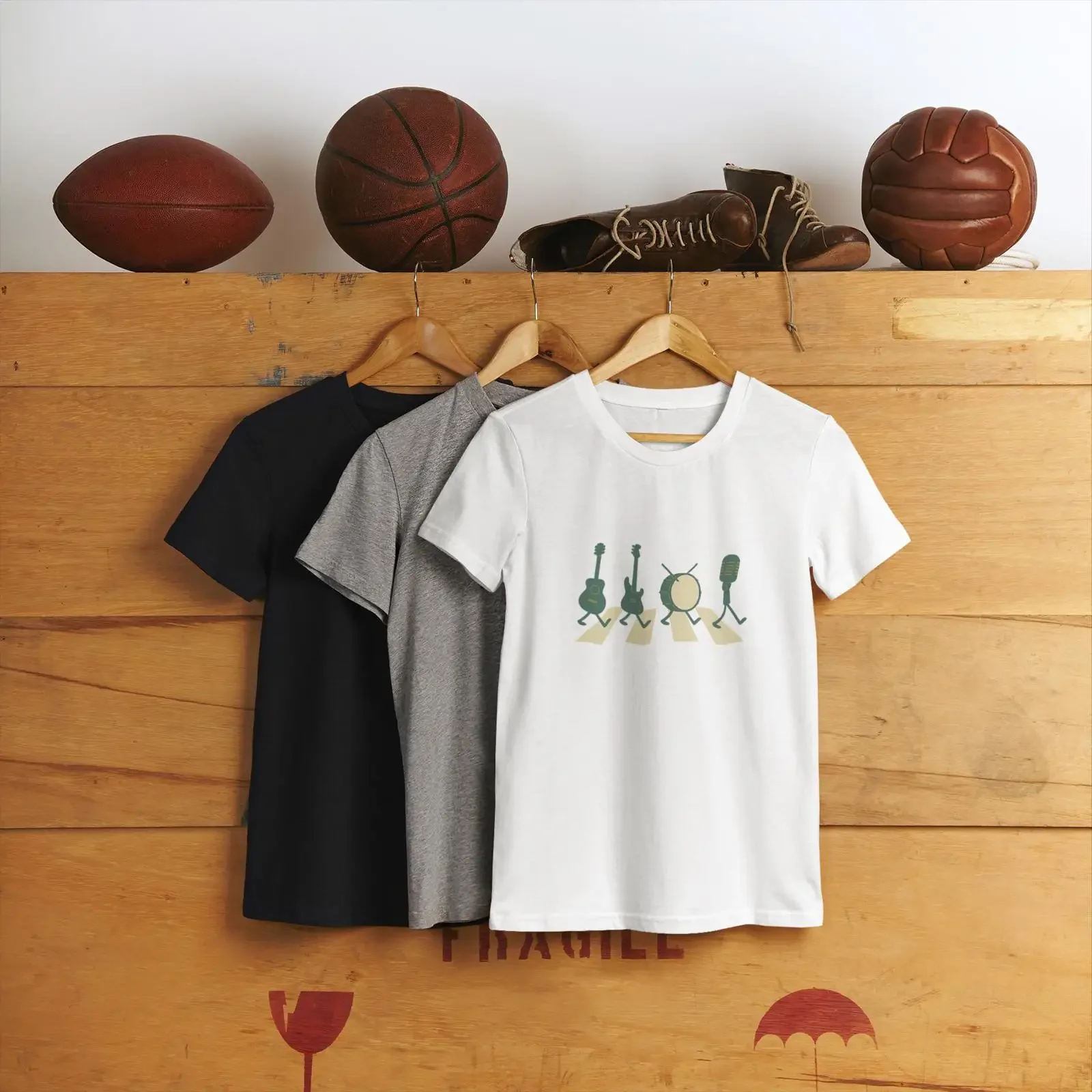 Retro Music Lover T Shirt Classic Rock Fan Vintage Band Silhouette Crosswalk Art for Fans vintage Washed Unisex Soft streetwear