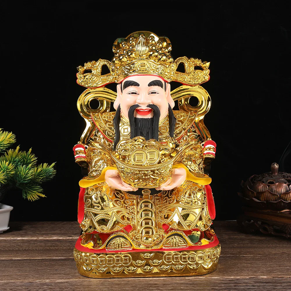 Yuanbao God of Fortune Buddha Statue Attracts Wealth Home Offerings Resin Office Company Ornaments