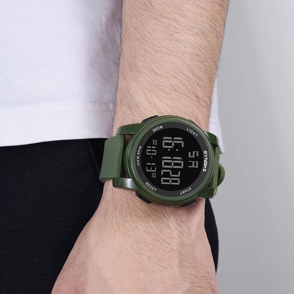 

Men'S Luminous Display Silicone Electronic Watch Men'S Multi Function Military Sports Watch Led Digital Dual Movement Watch