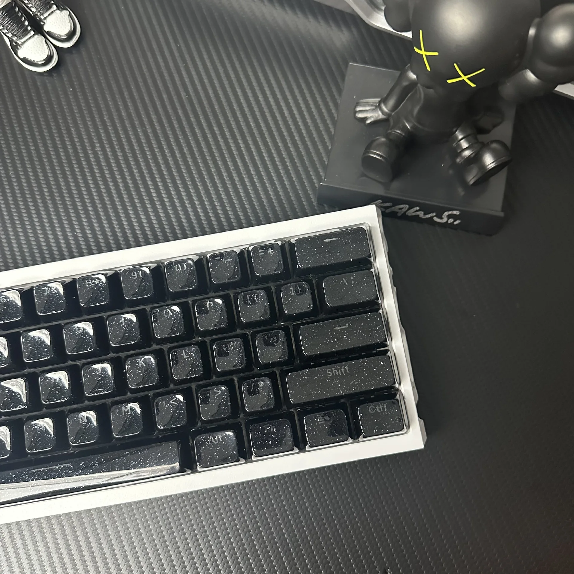 130 Keys Starry Black Crystal Jelly PBT Keycap Double Shot PC Keycaps for Gaming Mechanical Keyboard