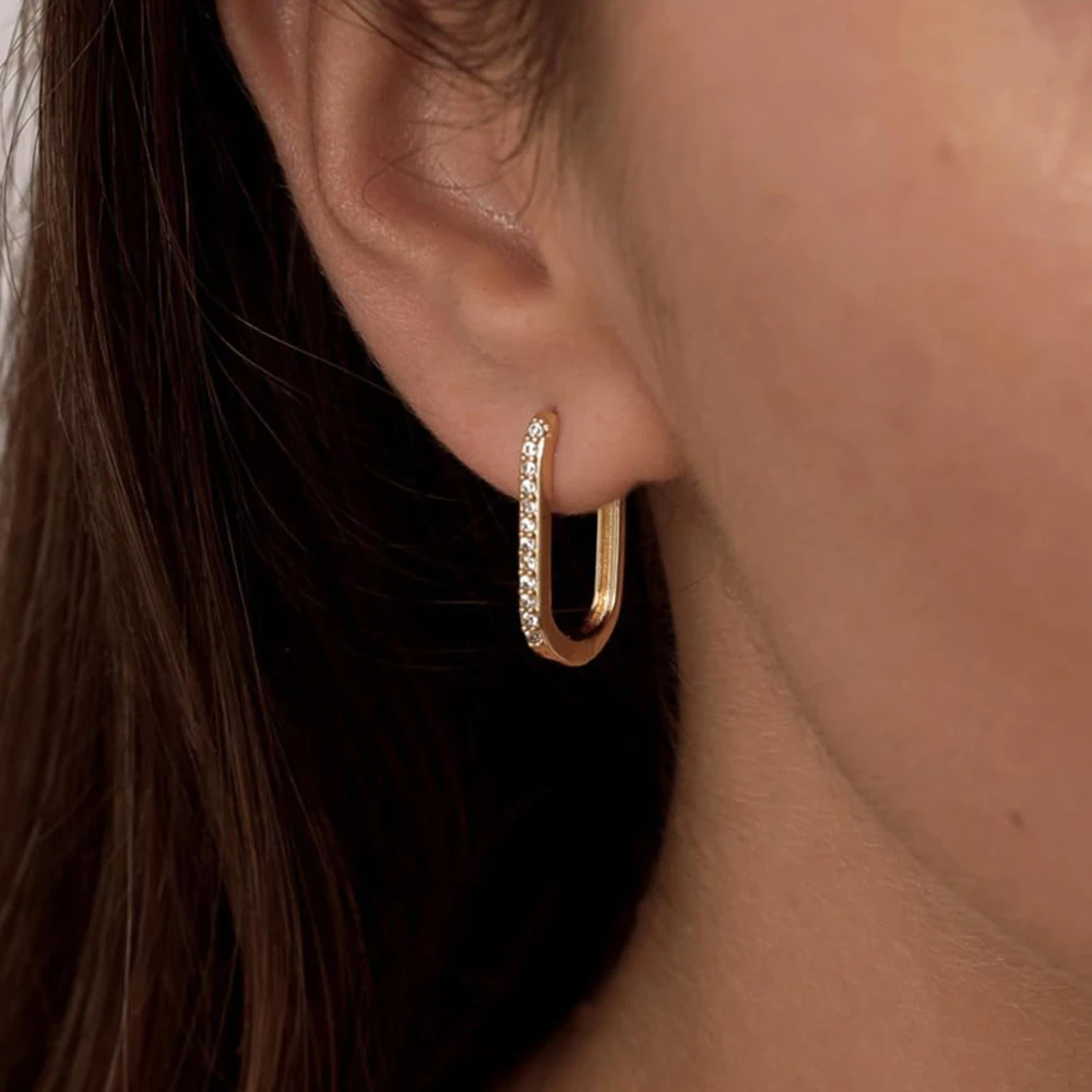 Women's 2PCS Stainless Steel Square Huggie Hoop Earrings