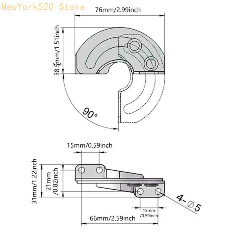 N84C Accessorio cardini da 90/180/95 gradi nascosto per armadi e porta industriale