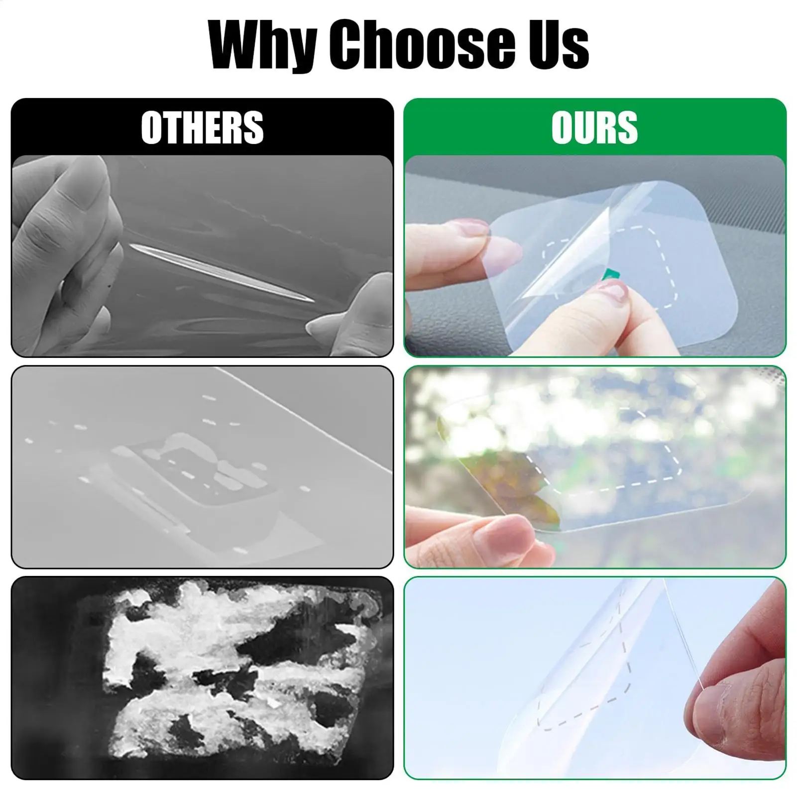 6Pcs Windshield Sticker For Dash Cam Electrostatic Sticker For Dash Cam Transparent Windshield Film Screen Sticker For Dashboard